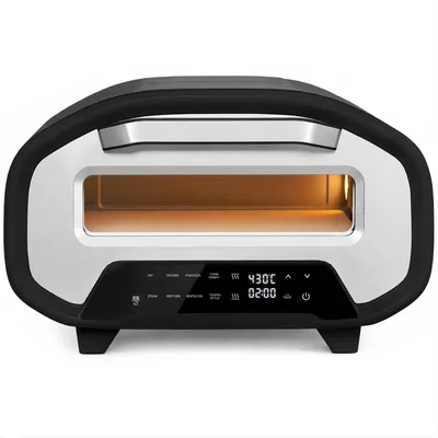 Produktbild von Pizzaofen für innen, 12 Zoll elektrischer Pizzaofen mit 8 Programmen, 430 °C, Timer, Keramikstein, 2200 W