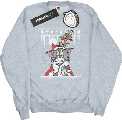 Produktbild von Tom And Jerry - "Christmas Fair Isle" Sweatshirt für Herren BI47003 (M) (Grau)