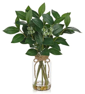 Künstliche Lorbeerpflanze in Glasvase 36 cm
