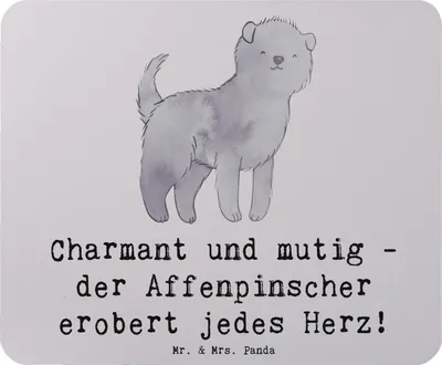 Produktbild von Mr. & Mrs. Panda Mauspad Affenpinscher Charmeur - Grau Pastell - Geschenk, pc mousepad, treuer Begleiter, liebenswerte Art, Mouse Pad, Hunderassen Eigenschaften, laptop