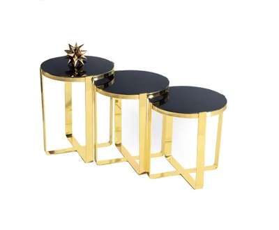 Image de Groupe de tables d'appoint Tables basses 3pcs or