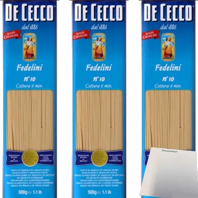 Produktbild von De Cecco Nudeln Fedelini n.10 3er Pack (3x500g Packung) + usy Block