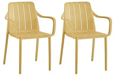 Produktbild von Stapelbare Gartenstühle Set aus 2 - Wetterfest und UV-beständig - Für Balkon, Terrasse und Esszimmer - Bis 200 kg