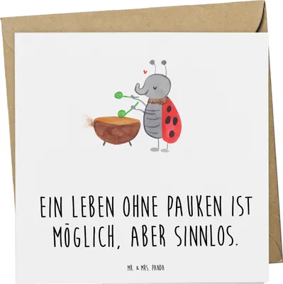 Produktbild von Mr. & Mrs. Panda Grußkarte Pauken Leben - Weiß - Geschenk, Instrument, Musik, anlasskarte, Orchester, Glückwunschkarte, Lernen, Klappkarte, klassische, Schlagzeug