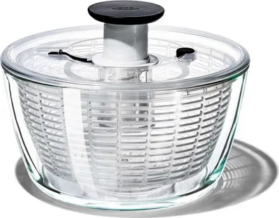 Image de Essoreuse Salade Verre Oxo Verre Résistant, Mécanisme Pompe, élégant - Oxo