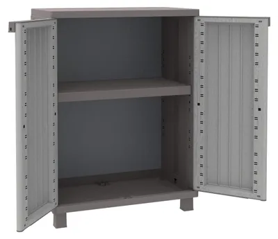 Kunststoff-Kommode 68x37,5x91,5 cm, grau/taupe, 2 Türen, 1 Boden