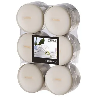 Produktbild von 12 "Flavour by GALA" Maxi Duftlichte Ø 58 mm · 24 mm weiss - Fresh Linen