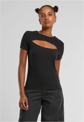 Immagine prodotto di Maglietta da donna Urban Classics Ladies Short Cut Out Tee nera - 5XL