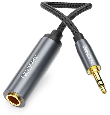 Produktbild von deleyCON 20cm 3,5mm auf 6,3mm Klinke Stereo TRS Adapter Kabel