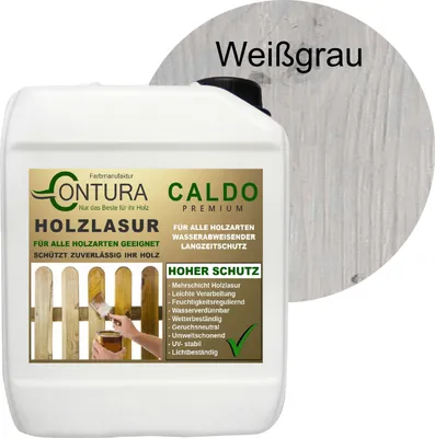 Produktbild von 2,5Liter - Holzlasur Dickschichtlasur Set + Pinsel 2in1 Dauerschutzlasur Holzschutz Lasur - 02 Weißgrau