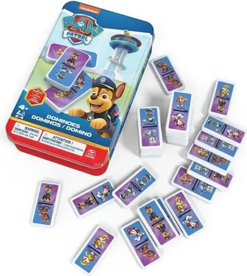 Image de Dominos Pat' Patrouille, Boîte Métallique, 28 Pièces, Jeu de Société Familial, À partir de 4 ans