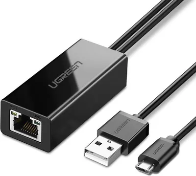 Produktbild von UGREEN Ethernet Adapter für Chromecast und TV Stick Micro USB auf RJ45 LAN Netzwerkadapter mit USB 2.0 Netzkabel für Stromversorgung