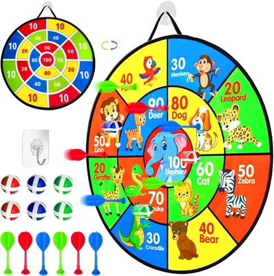 Productafbeelding van Dartbord Set, Dubbelzijdig, 66 cm, Veilig Speelgoed, Voor Binnen en Buiten, Voor Kinderen en Volwassenen