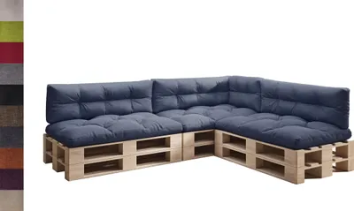 Produktbild von sunnypillow Palettenkissen für Palettenmöbel - 7er Set - Palettenauflage 120 x 80 für Palettensofa - Palettenpolster für Garten, Gesteppte Kissen für Europaletten - Sitzkissen & Rückenkissen Blau