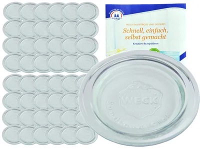 Produktbild von 48er Set Weck Glasdeckel 100mm incl. Gelierzauber Rezeptheft von Diamantzucker