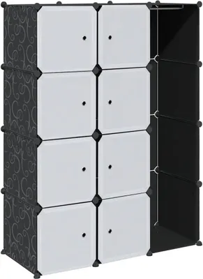 Produktbild von vidaXL Modularer Schrank mit 9 Fächern 109x36,5x143cm Schwarz und Weiß