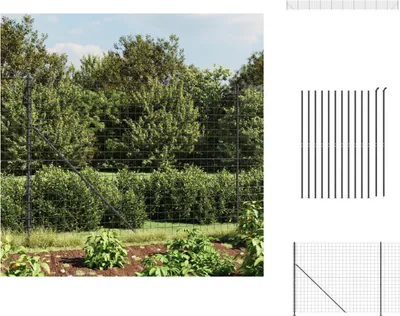 Produktbild von vidaXL Maschendrahtzaun mit Bodenflansch Anthrazit 1,4x25 m - Zaunfelder