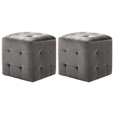 Image de vidaXL Tables de nuit 2 pcs. Gris 30x30x30 cm Tissu velours