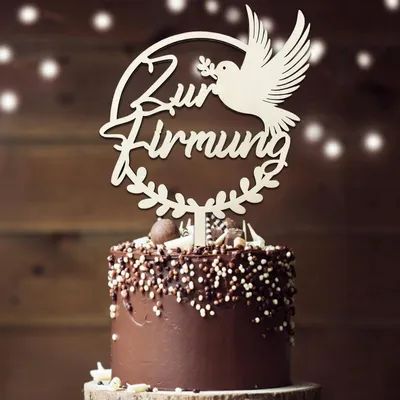 Produktbild von Tortendeko Firmung Cake Topper aus Holz 20 x 29 cm