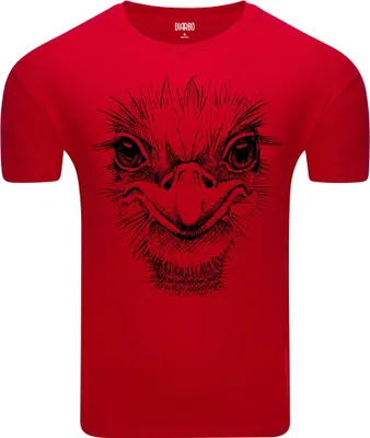 Produktbild von Diarbo Herren T-Shirt mit Tierliebhaber Druck Straußenkopfskizze Rot Gr.XXL