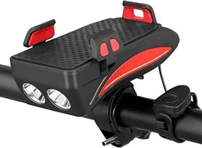 Produktbild von Universal Fahrrad Handyhalterung mit LED-Lampe – 360° drehbar, für Smartphone, Lenker, Motorrad, Scooter – Schwarz