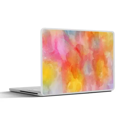 Produktbild von MuchoWow® Laptop Aufkleber Sticker Cover Aquarell - Rosa - Gelb - Orange 30x22 cm - Laptop-Sticker