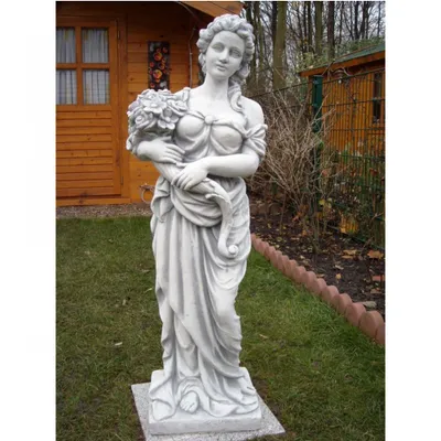 Produktbild von Schöne Blumen Frau für den Garten die Veranda oder die Einfahrt bestehend aus Steinguss ist Frostfest Witterungsbeständig und Neu 117cm H, PO-407