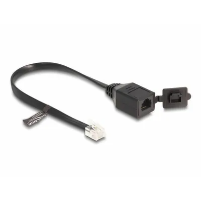 Produktbild von Delock Kabel RJ12 Stecker zu RJ12 Buchse mit Verschlusskappe 20 cm schwarz