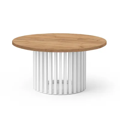Zdjęcie produktu dla Stolik kawowy DOVER, 60 cm, minimalistyczny i ponadczasowy - Oak Craft złoty/biały