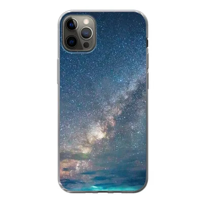 Produktbild von MuchoWow® Handyhülle Schutzhülle Hülle für iPhone 12 Pro Max Sterne - Sonnensystem - Türkis - Jungen - Mädchen - Kinder Silikon Softcase Handy Hülle - Hartschale