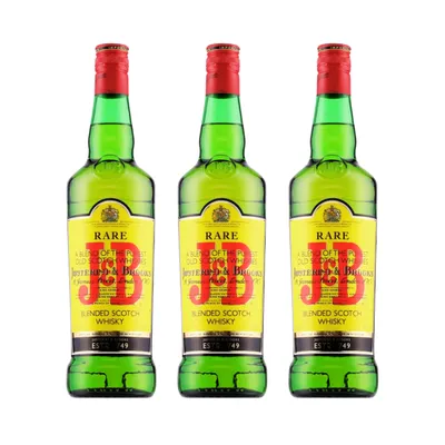 Produktbild von Justerini & Brooks J&B Rare Blended Scotch Whisky 3er Alkohol Set 0,7l – 40% Vol. Mild & Aromatisch, Speyside Whisky – Veredelter Schottischer Whiskey
