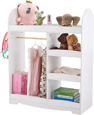 Produktbild von kinderkleiderschrank?kleiderschrank kinderzimmer?kleiderschrank | kindergarderobe mit ablage?mit 3 Haken?mit 5 offener Ablagen, Kinder Kleiderständer für Kinderzimmer?Weiß?