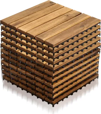 Produktbild von Eikuavons Massivholz Verlegefliesen 55 Stück 30x30cm stabiler Untergrund für Terrasse und Balkon