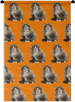 Produktbild von MuchoWow® Wandteppich Wandbehang Tiere - Orange - Muster 90x135 cm Tapisserie Dekoration Wandtuch - Baumwolle - Wandskulptur