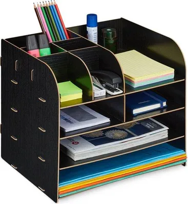 Produktbild von Famanu Büro Organizer mit 10 Fächern - 27,5 x 32,5 x 25 cm - Schwarz