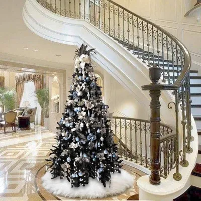 Großer Plüsch Weißer Weihnachtsbaumrock 91 cm - Kunstfell Weihnachtsdekoration