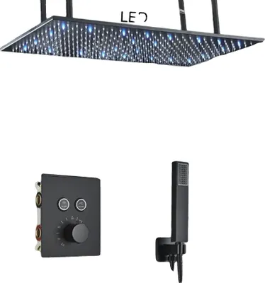 Immagine prodotto di Rubinetteria doccia, comando termostatico, montaggio a soffitto, LED a 2 vie