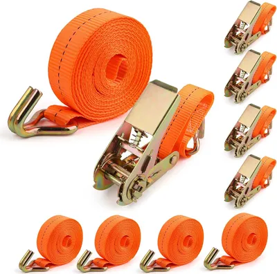 Produktbild von 4 Stück Spanngurte mit Ratsche und Haken, 4M x 25mm Zurrgurt Heavy Duty für Motorräder, Auto, Anhänger, Ladungssicherung, Befestigungsgurt