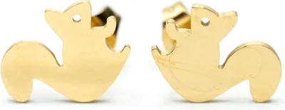Produktbild von Eichhörnchen Ohrstecker Miniblings Ohrringe Tier Baum Grauhörnchen Kinder golden