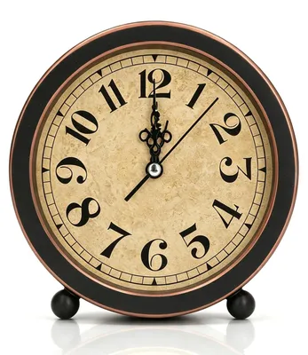 Image de Réveil rétro analogique - Fonctionnement silencieux, sans tic-tac - Horloge de table pour chambre à coucher et bureau - 5,3 pouces