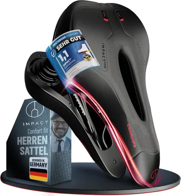 Produktbild von Impact® ComfortFit Fahrradsattel Herren Damen – Ergonomisch, Bequem & Schmerzfrei – Weicher Prostata- und Gel-Sattel für MTB, City, Trekking & E-Bike