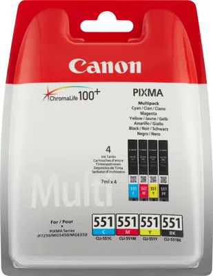 Image de Canon CLI-551 C/M/Y/BK w/o sec - Rendement standard - 4 pcs - Multi pack