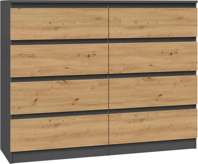 Obrázek produktu pro Komoda, příborník s 8 zásuvkami (120 cm x 40 cm x 97 cm) v barvě antracit & dub Artisan