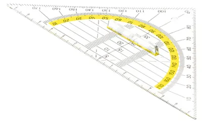 Obrázek produktu pro Geodetický trojúhelník s rukojetí, 16 cm, průhledný