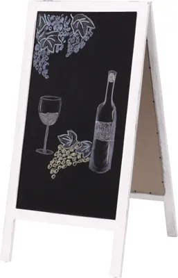 Immagine prodotto di Lavagna pubblicitaria XL HWC-C17, lavagna stand-up ferma-clienti, 2 superfici di scrittura pieghevoli, 100x50cm ~ bianco shabby