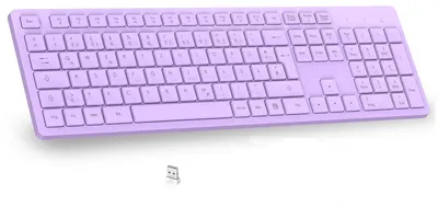 Obrázok produktu pre K786 Bezdrôtová klávesnica, rozloženie QWERTZ, nemecká verzia, 2400 MHz, USB, multimediálne tlačidlá, tichá, pre PC, notebook, Windows, fialová