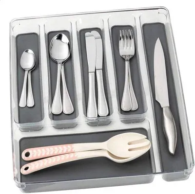 Productafbeelding van Famanu bestekdoos-organizer met 6 compartimenten - duurzaam, milieuvriendelijk - 40 x 32 cm