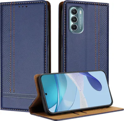 Produktbild von Handyhülle für Motorola Moto G Stylus 5G 2022 Leder Flip Klappbare Schutzhülle mit Standfunktion Blau