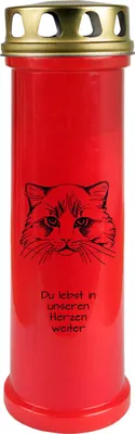 Produktbild von Grabkerze Rot, Brenndauer: 100 Stunden ( 4 Tage ), Motiv: Katze 2