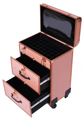 Produktbild von Professionelles Make-up-Koffer mit Rollen und 2 Fächern